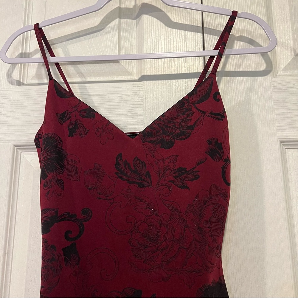 🍏 Seduction Black and Maroon Body Con Dress - Small - Picture 2 of 7